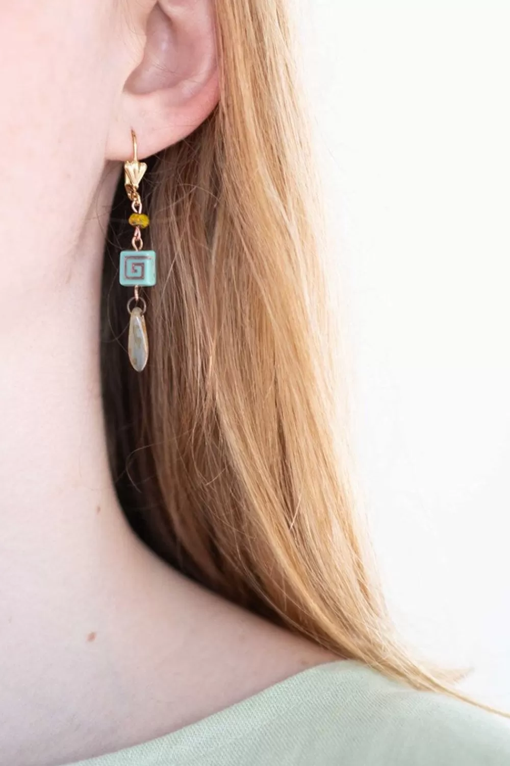 Lazybones Jewellery^Aqua Key Earrings