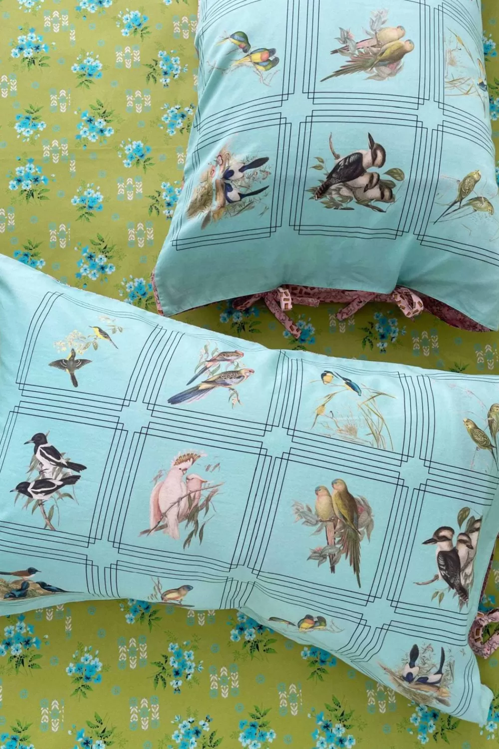 Lazybones Pillowcases^Australian Birds Pillowcase Set *Organic Cotton