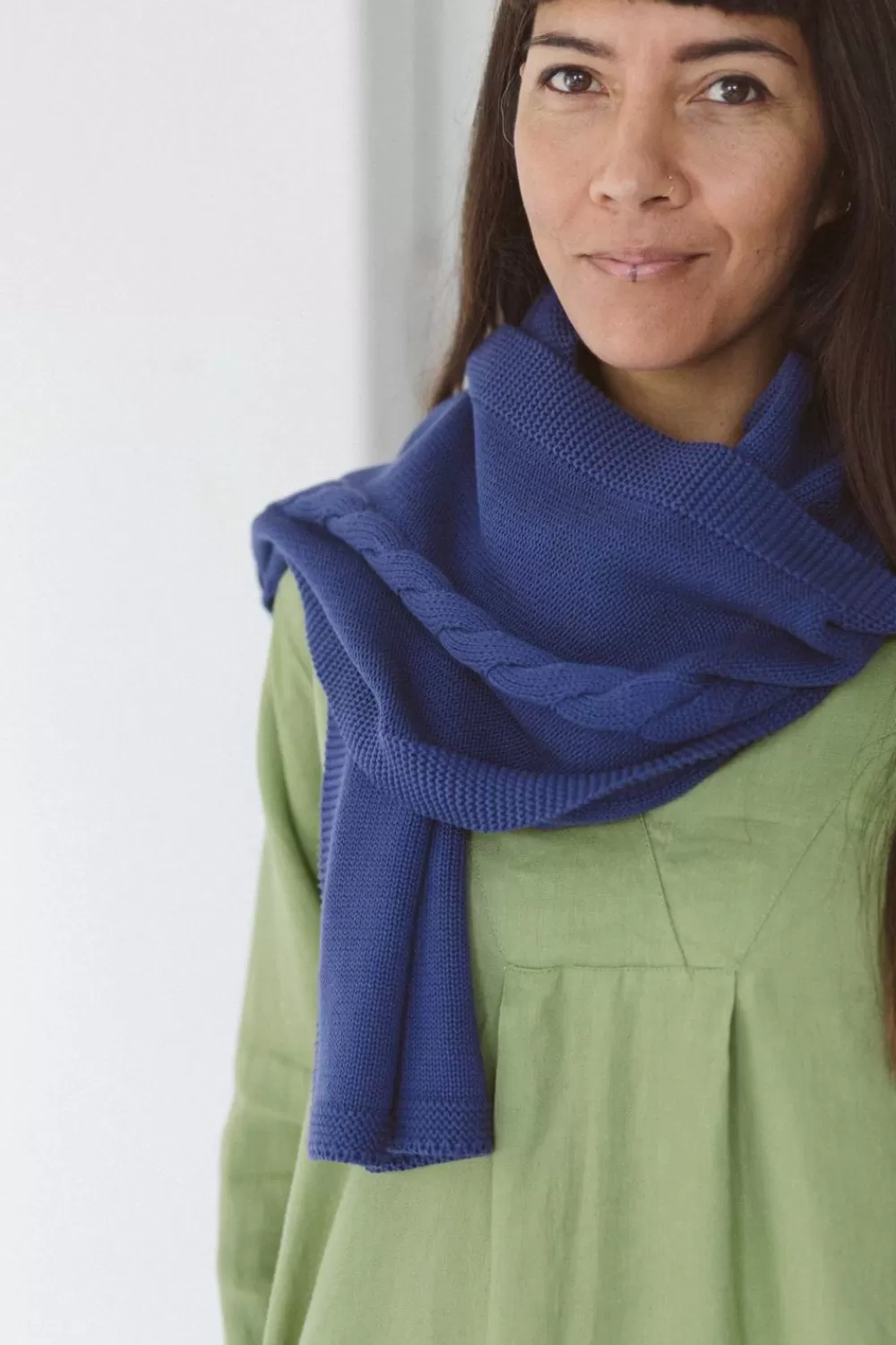 Lazybones Scarves^Cable Scarf Indigo *Organic Cotton