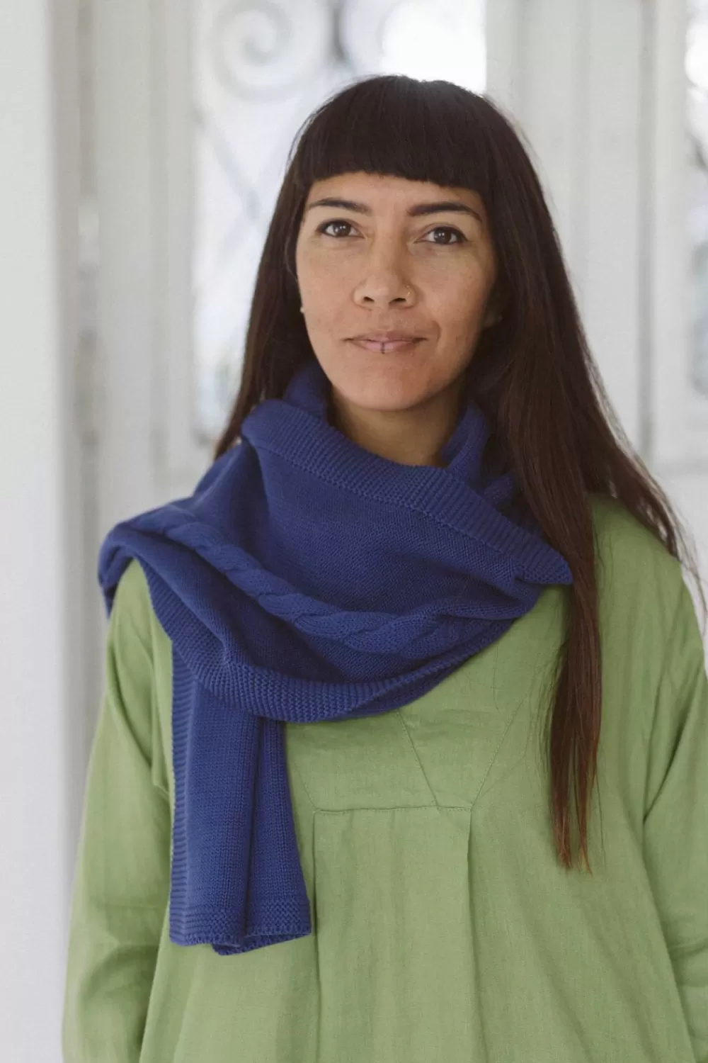 Lazybones Scarves^Cable Scarf Indigo *Organic Cotton