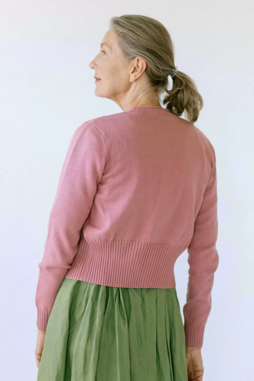 Lazybones Knits^Carly Cardigan In Old Rose *Organic Cotton