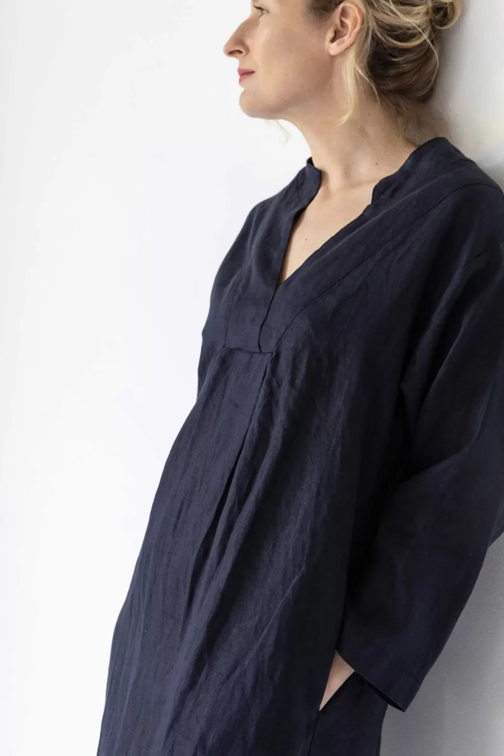 Lazybones Dresses^Emma Linen Dress In Dark Navy