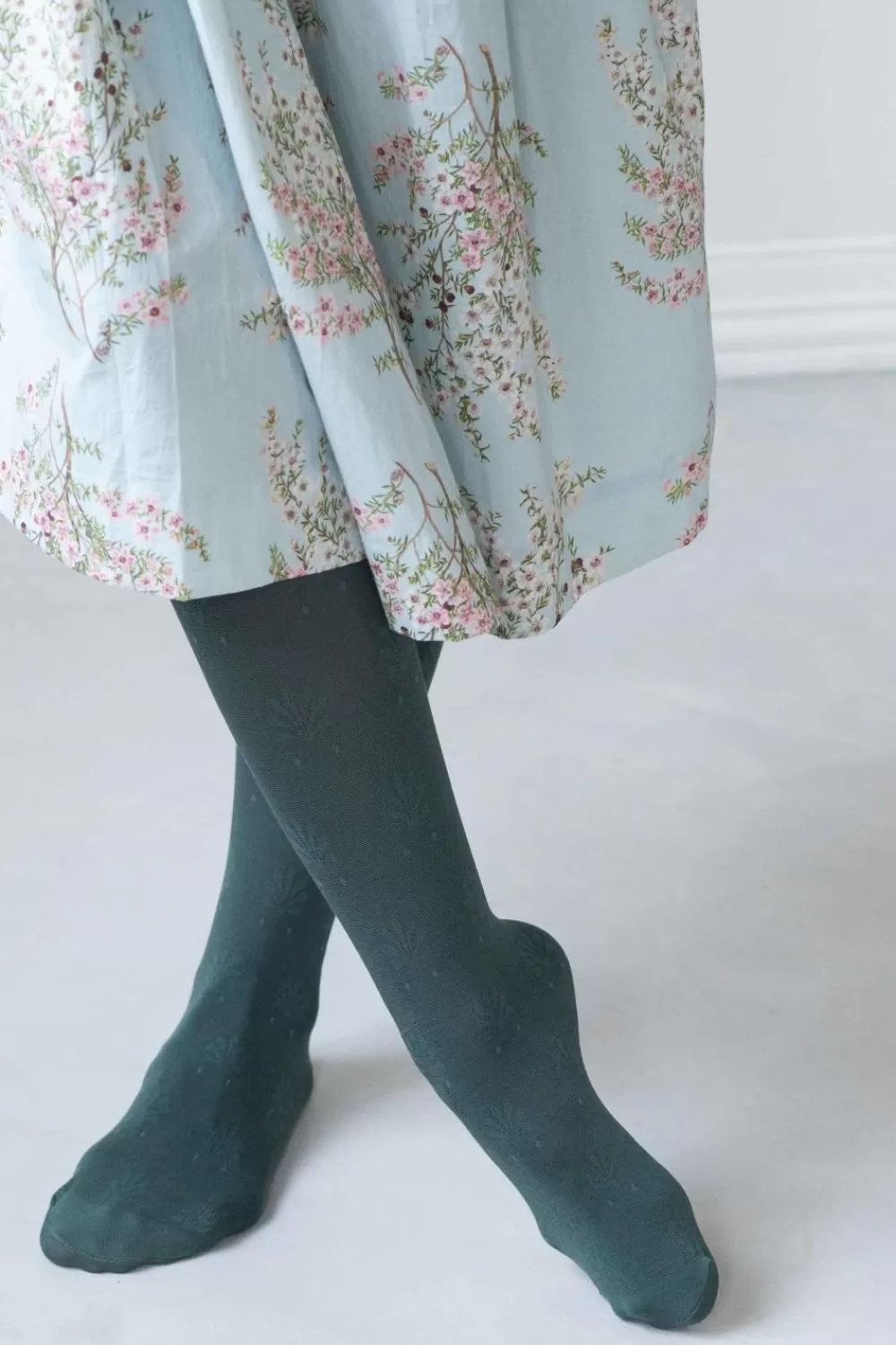 Lazybones Socks & Tights^Fleur Teal Cotton Tights