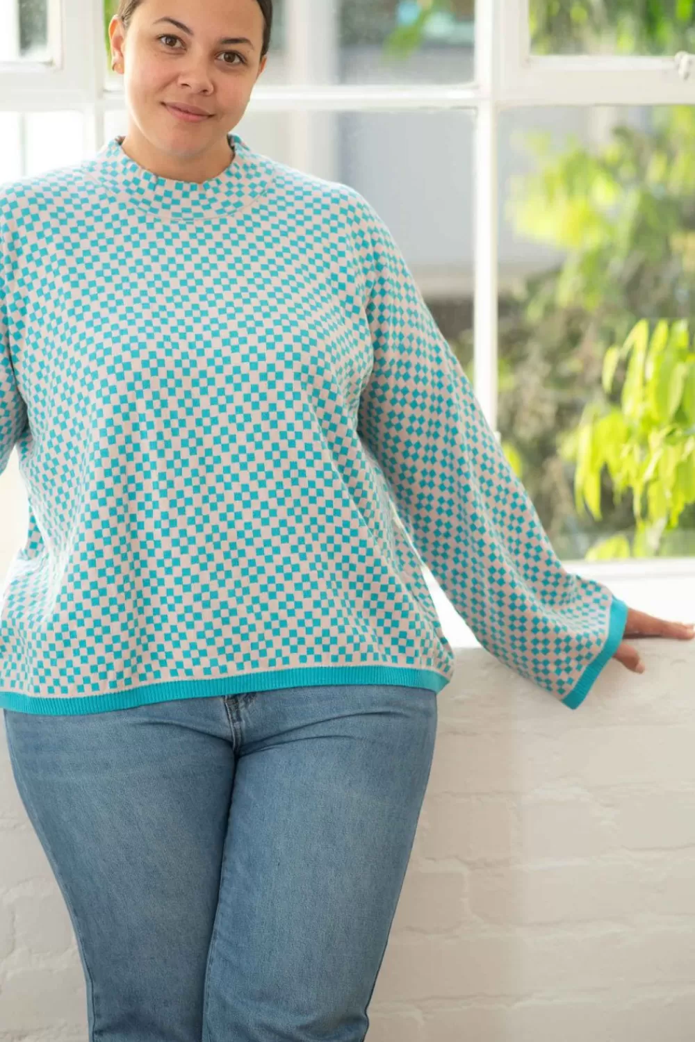 Lazybones Knits^Freda Jumper In Checker *Organic Cotton