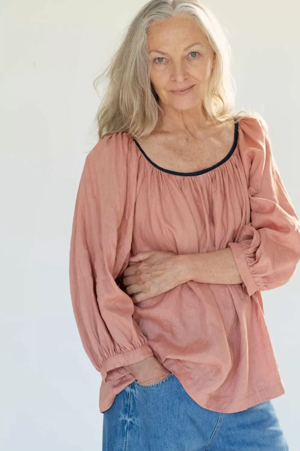 Lazybones Tops^Hetti Linen Top Clay