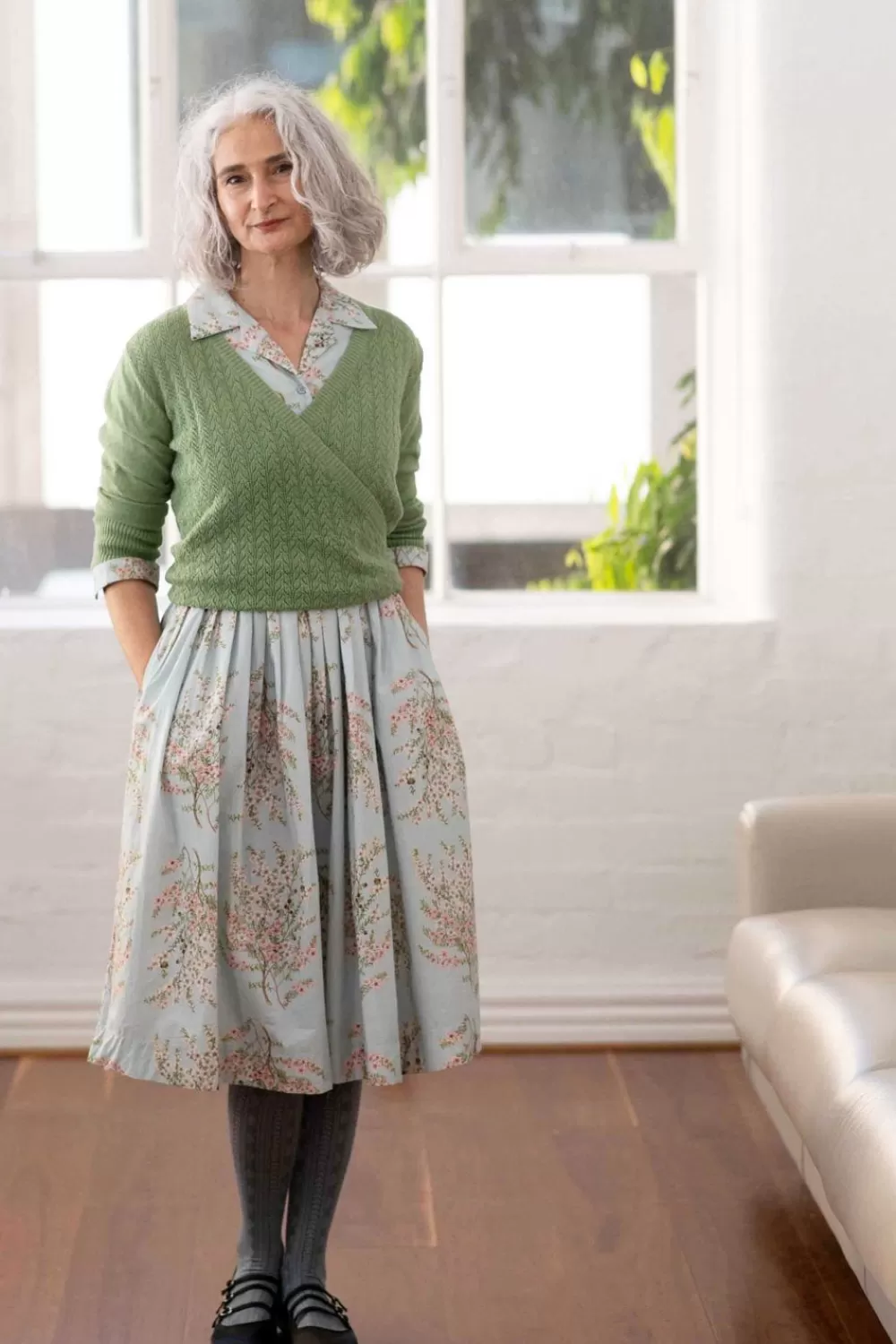 Lazybones Knits^Imogen Wrap Cardigan Cottage Green