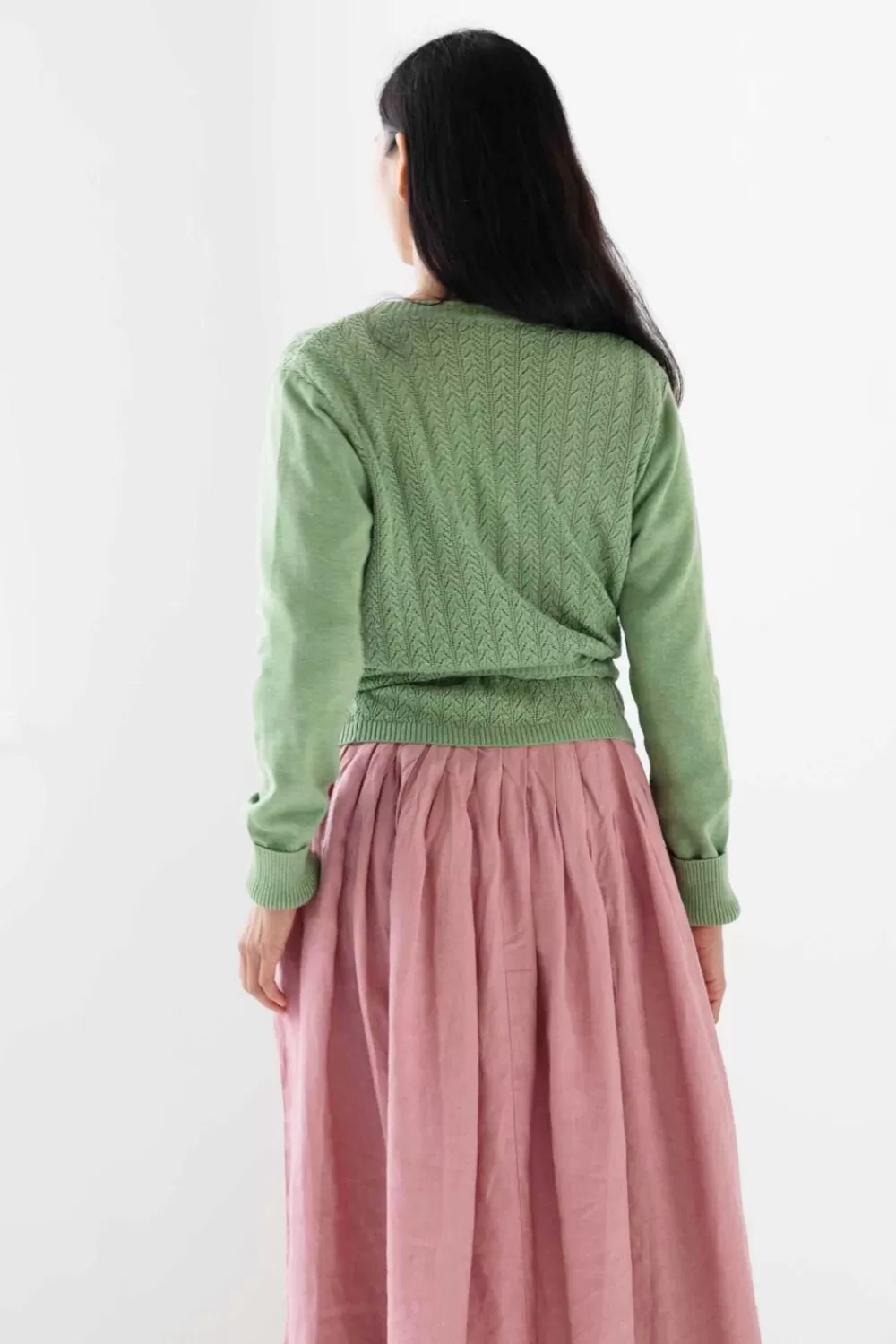 Lazybones Knits^Imogen Wrap Cardigan Cottage Green