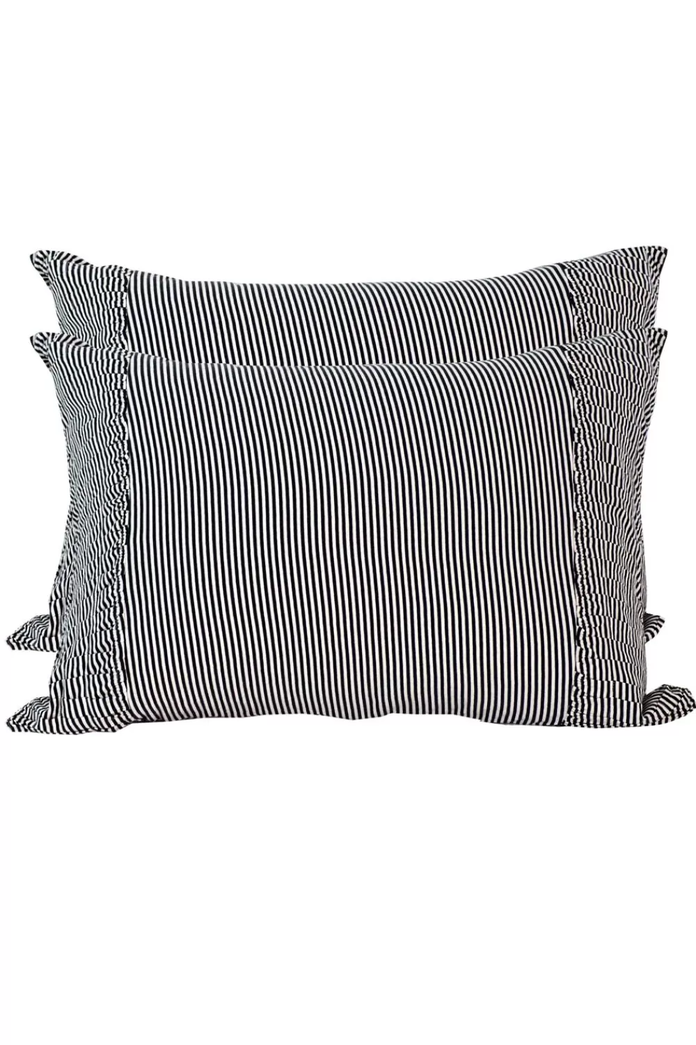 Lazybones Pillowcases^Pillowcase Set In Charcoal Stripe *Organic Cotton