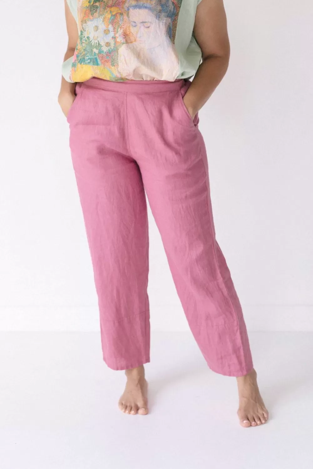 Lazybones Pants^Sara Linen Pant In Rose