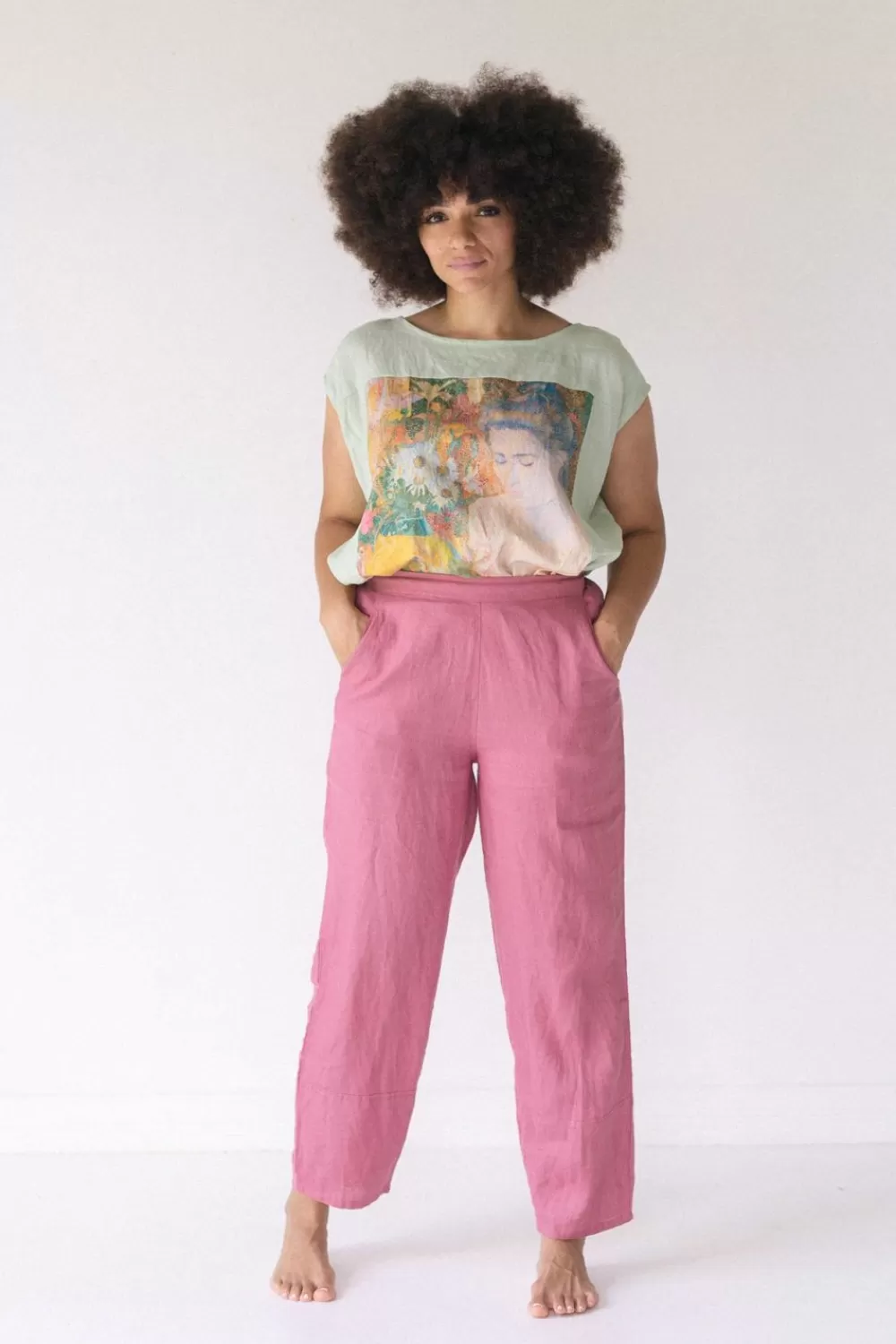 Lazybones Pants^Sara Linen Pant In Rose