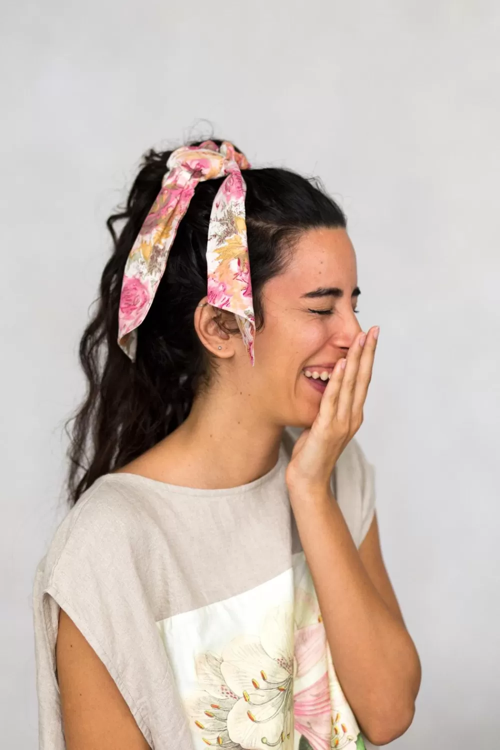 Lazybones Hair Accessories^Scrunchie With Scarf In Peony