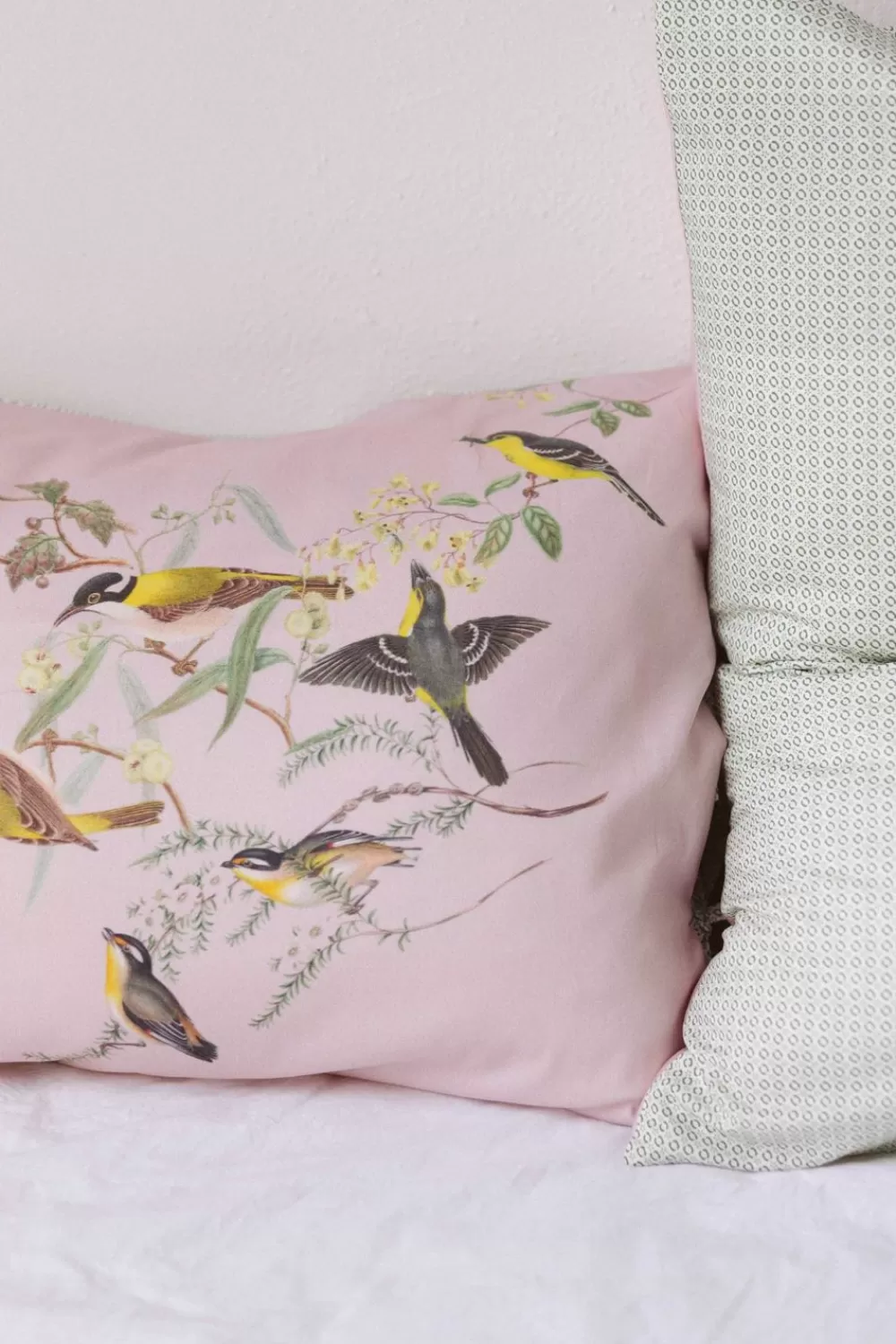 Lazybones Pillowcases^Yellow Birds Pillowcase Set *Organic Cotton